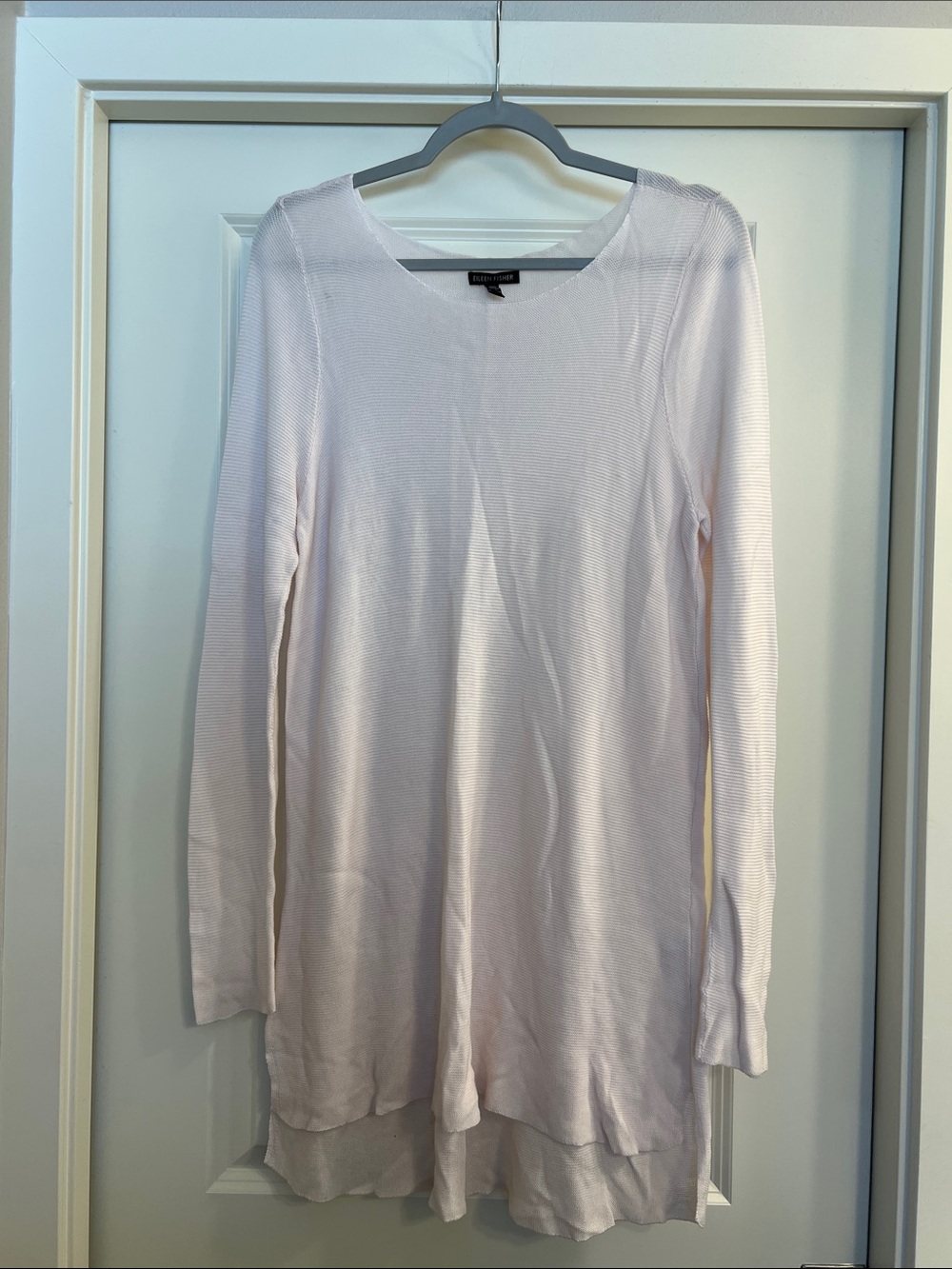Eileen Fisher Pale Pink Long-Sleeve Scoop Neck Tunic
